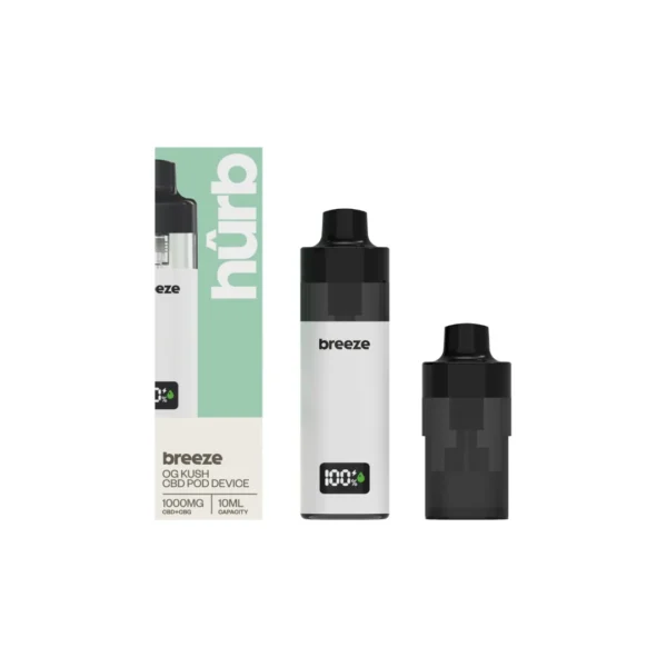 Second image of Hurb Breeze CBD 500mg + 500mg CBG Prefilled Pod 10ml + Pod Vape Device